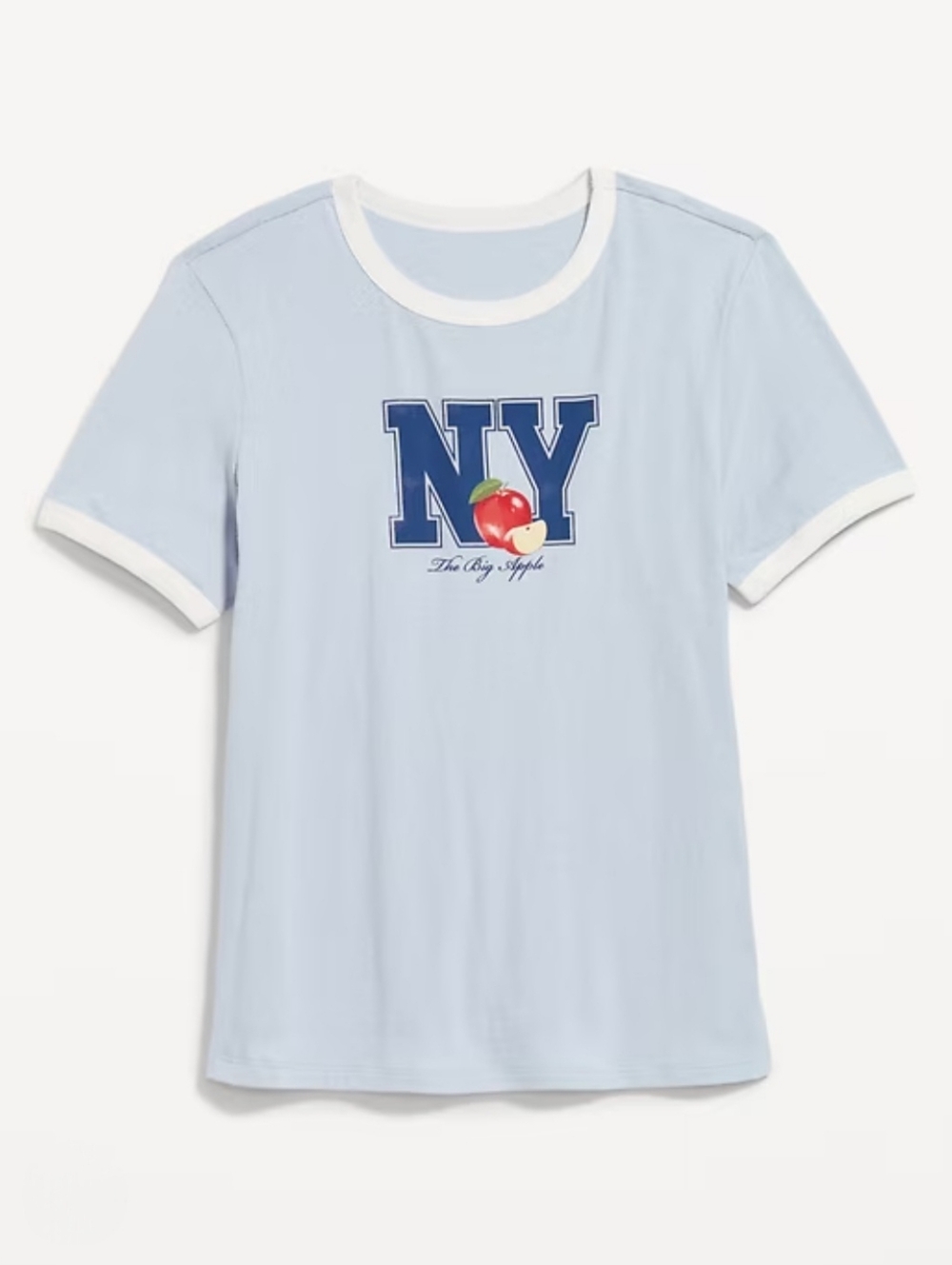 🍎EUC Old Navy "New York 🍎 The Big Apple Everywear Graphic Ringer T-Shirt" XS